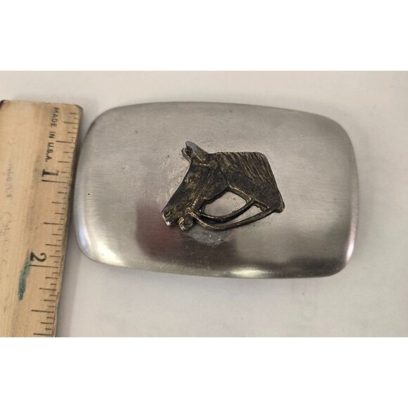 Chambers Belt Company Equestrian Belt Buckle 3x1.75in Western Trophy Stainless - Picture 2 of 5